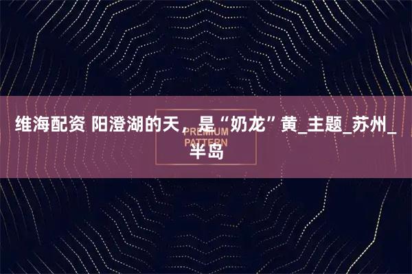 维海配资 阳澄湖的天，是“奶龙”黄_主题_苏州_半岛